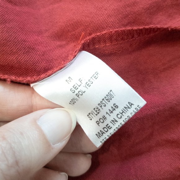 Polagram Red Long Sleeve Peplum Top with Folk Inspired Floral Embroidery Size M - Picture 12 of 12